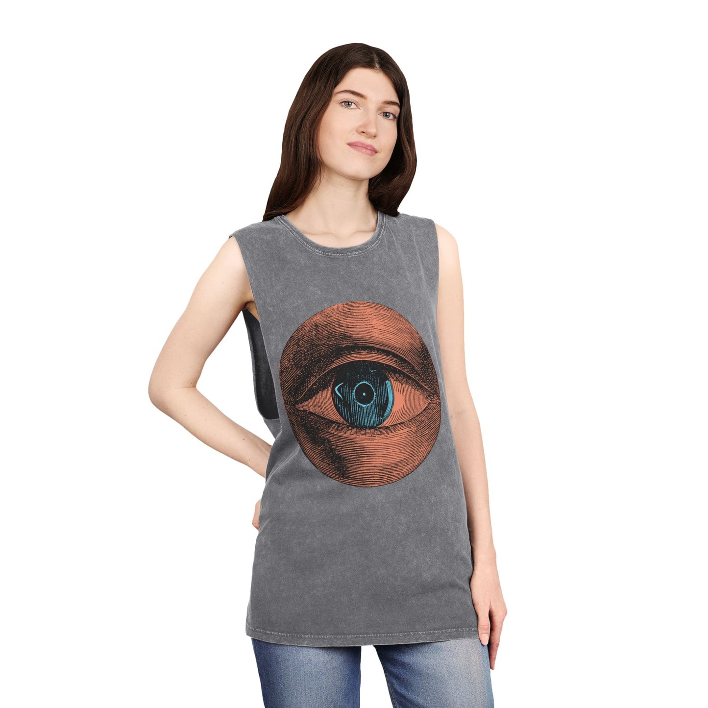 Stonewash Unisex Tank Top - Retro Eye Graphic