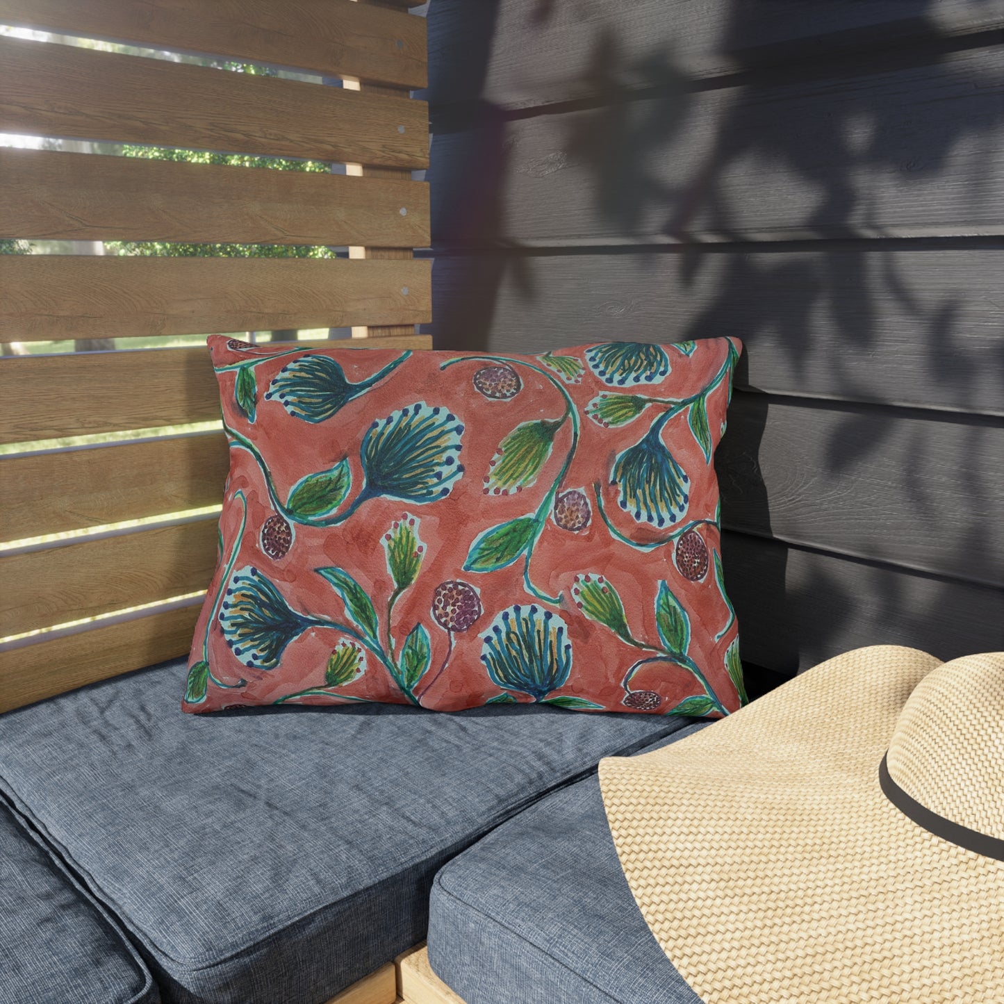 The Outdoor Pillow - Vine Entwine, Carmine