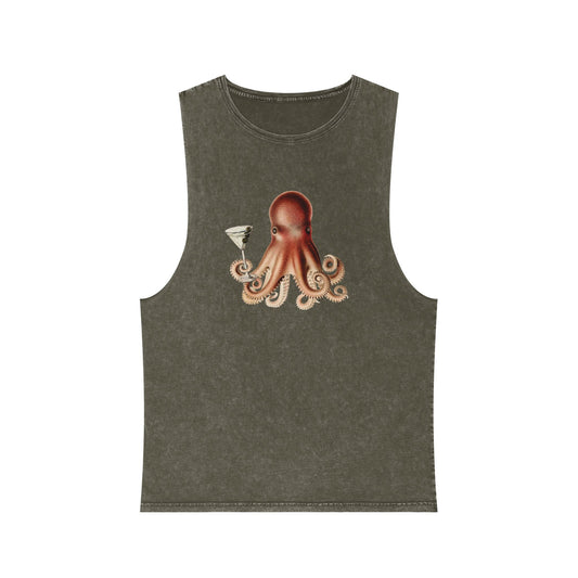 Stonewash Unisex Tank Top - Happy Hour Octopus