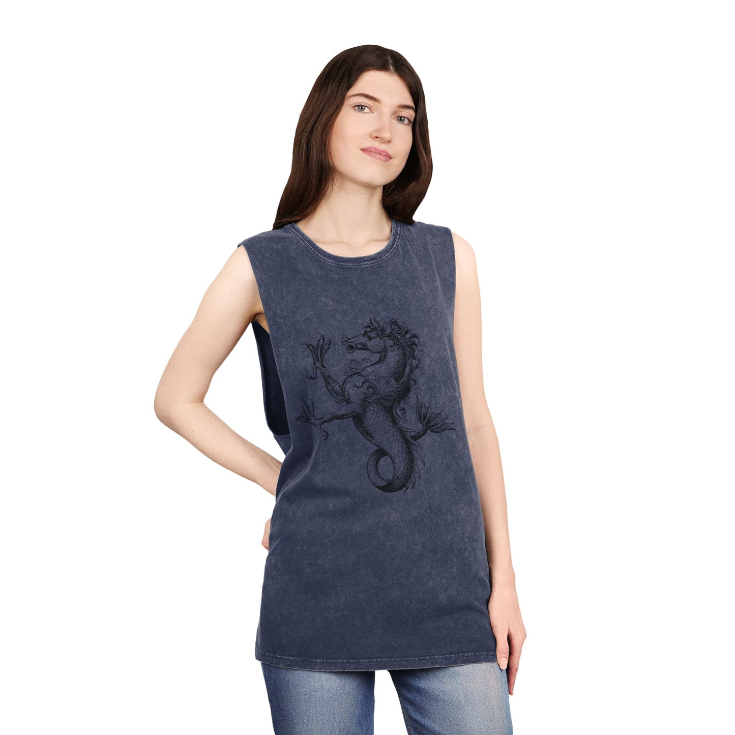 Stonewash Unisex Tank Top - Vintage Mythical Creature Graphic
