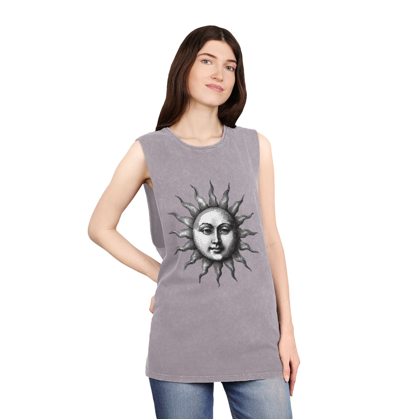 Stonewash Unisex Tank Top - Vintage Sun Graphic