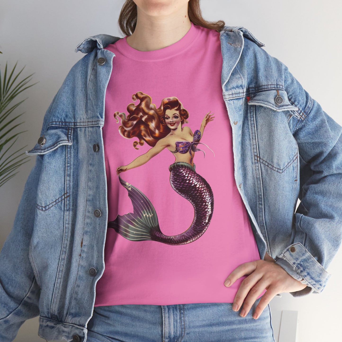 Vintage Pinup Style Graphic Mermaid Tee, All-Gender