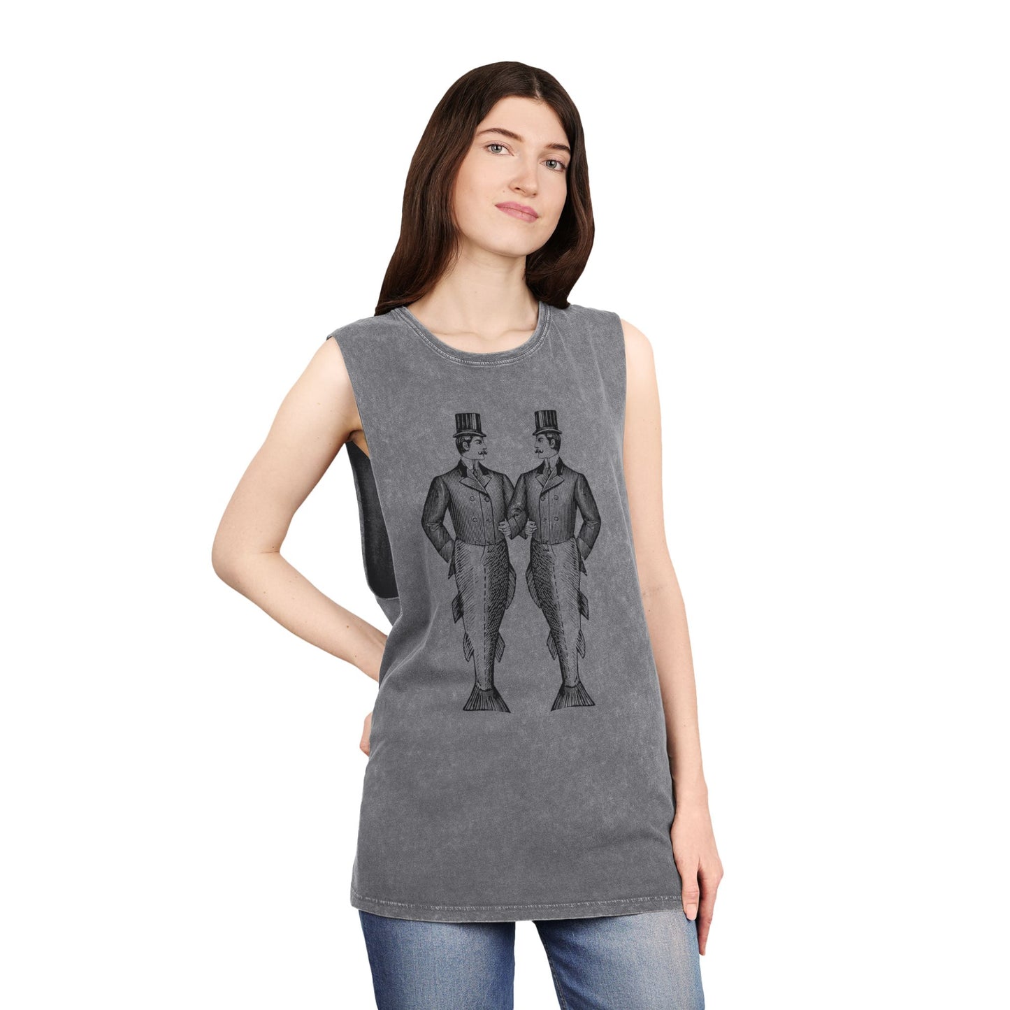 Stonewash Unisex Tank Top - Mermen Graphic