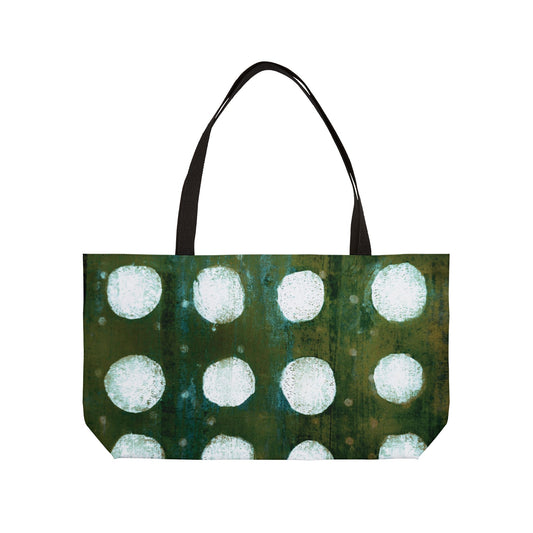 The Weekender Tote Bag - Painterly Polka Dot, Emerald and Algae