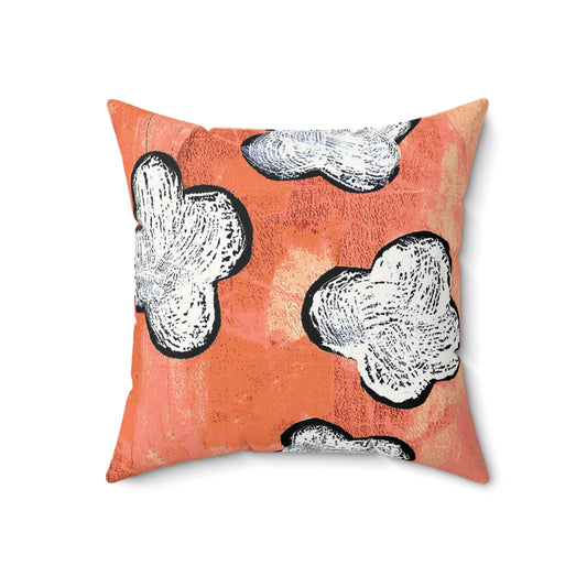 The Faux Suede Pillow - Bloom, Tangerine