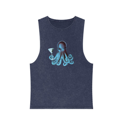 Stonewash Unisex Tank Top - Happy Hour Octopus