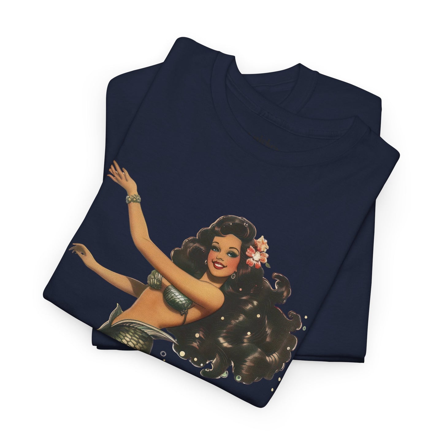 Vintage Pinup Style Graphic Mermaid Tee, All-Gender