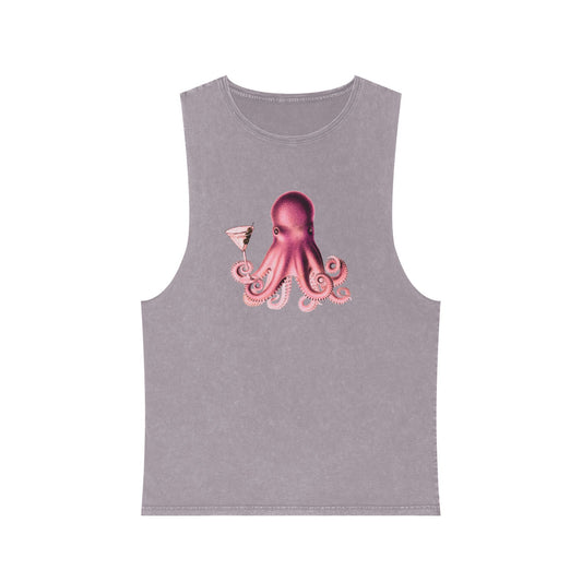 Stonewash Unisex Tank Top - Happy Hour Octopus