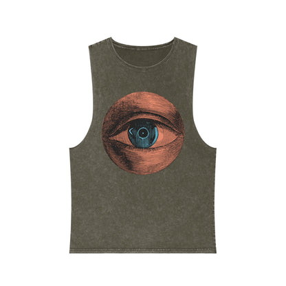 Stonewash Unisex Tank Top - Retro Eye Graphic