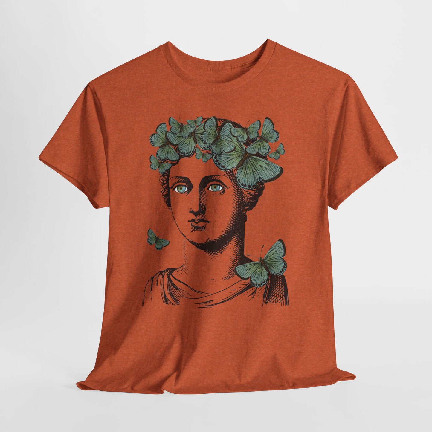 Garden Goddess Graphic Tee - Classical Bust with Green Butterfly Crown