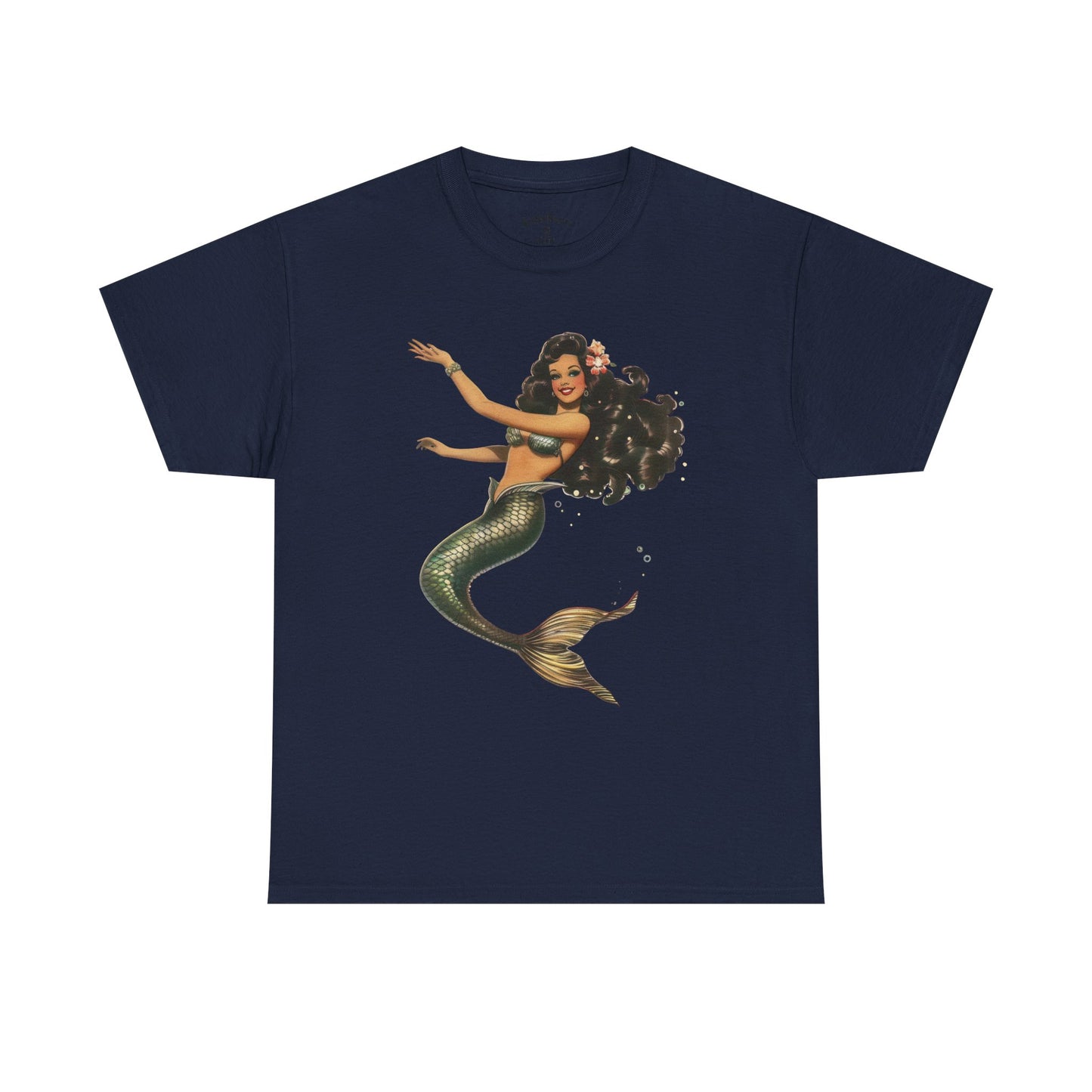 Vintage Pinup Style Graphic Mermaid Tee, All-Gender