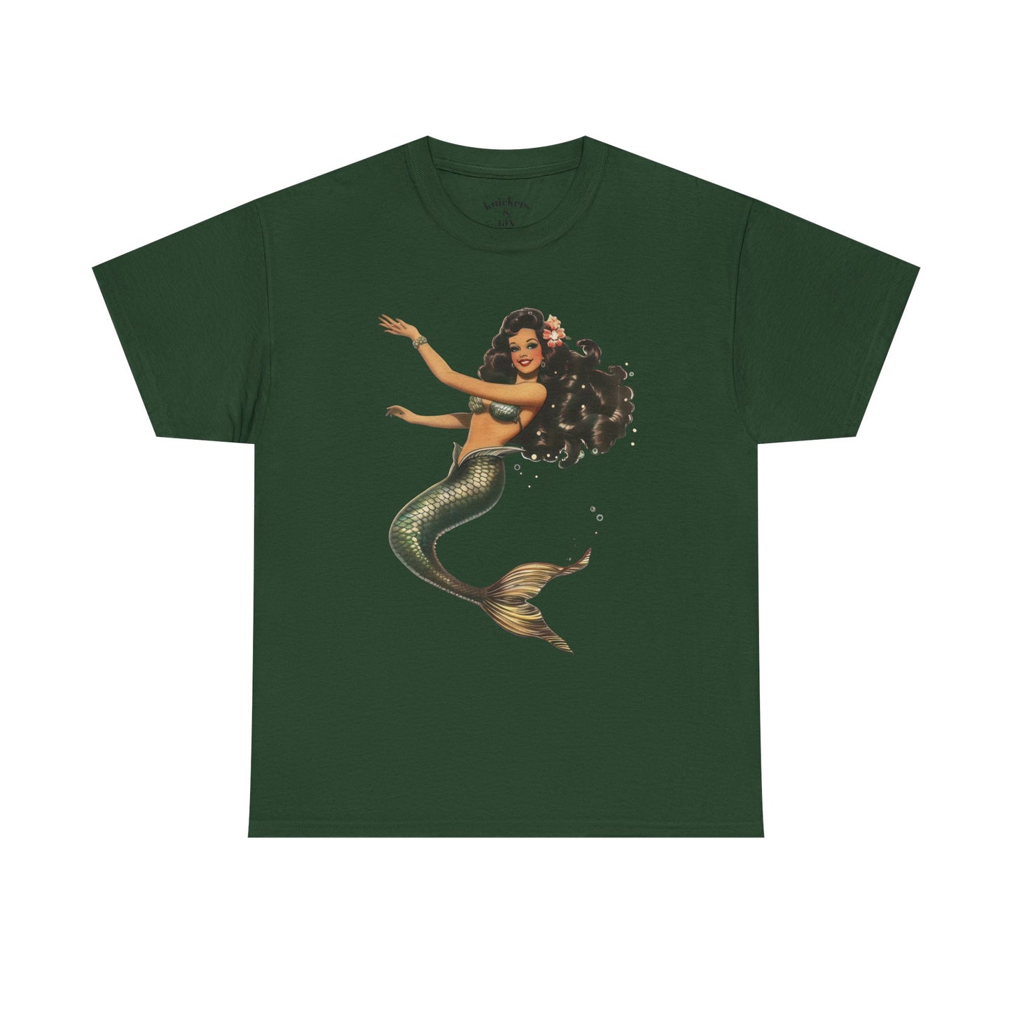 Vintage Pinup Style Graphic Mermaid Tee, All-Gender