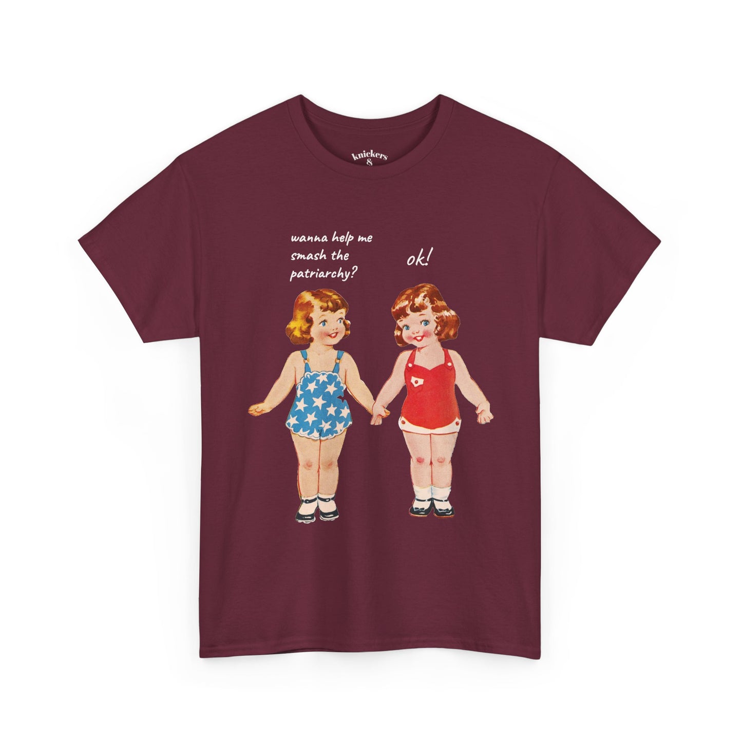 Vintage Paper Doll Retro Graphic T-Shirt - Smash the Patriarchy