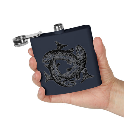 6oz Stainless Steel Flask - Three Fish Crest