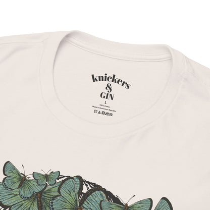 Garden Goddess Graphic Tee - Classical Bust with Green Butterfly Crown