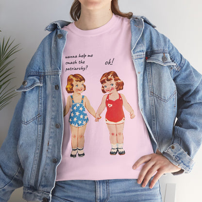 Vintage Paper Doll Retro Graphic T-Shirt - Smash the Patriarchy