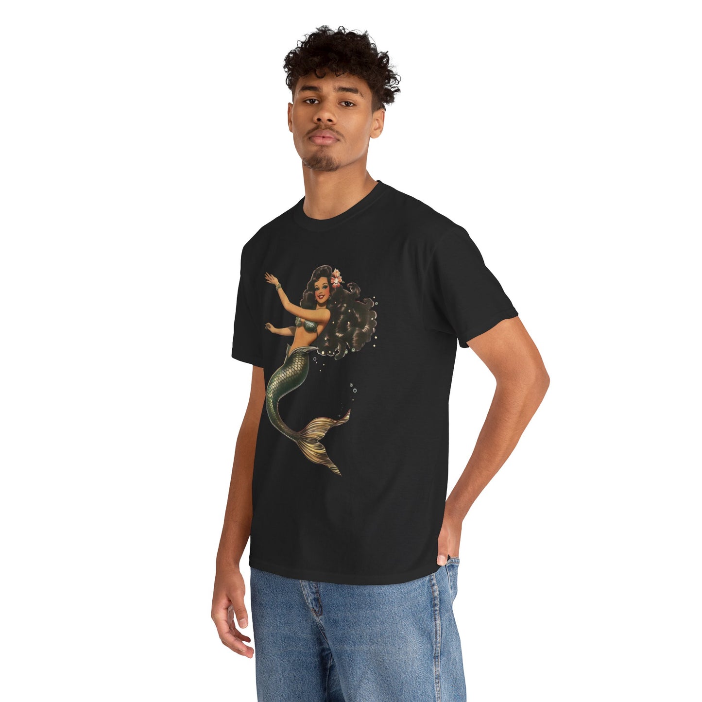 Vintage Pinup Style Graphic Mermaid Tee, All-Gender