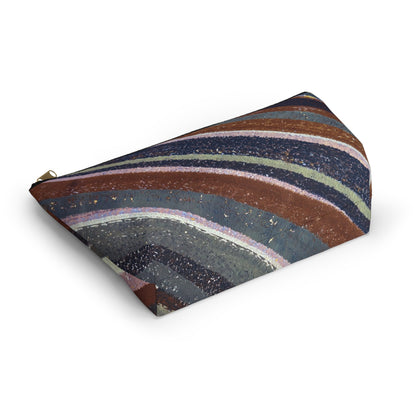 The Accessory Pouch - Rustic Stripe, Rust and Steel