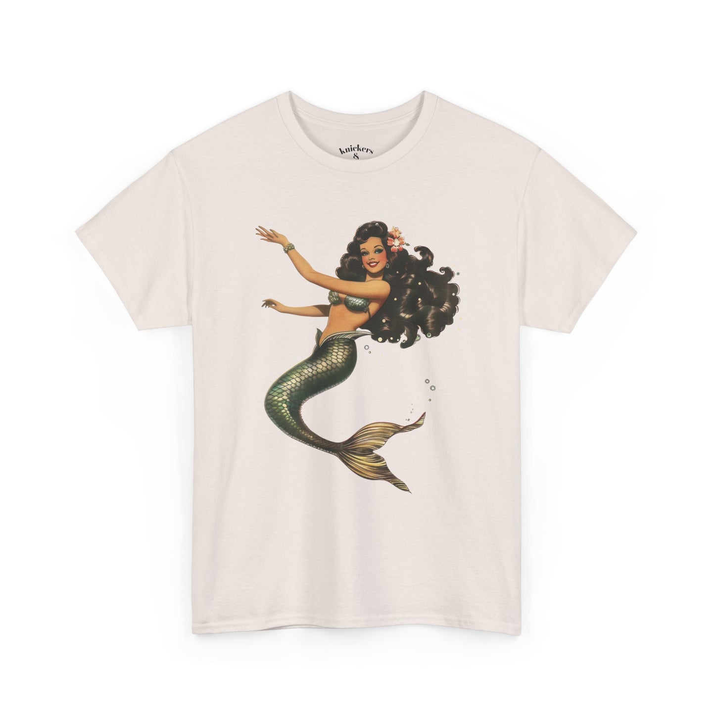 Vintage Pinup Style Graphic Mermaid Tee, All-Gender