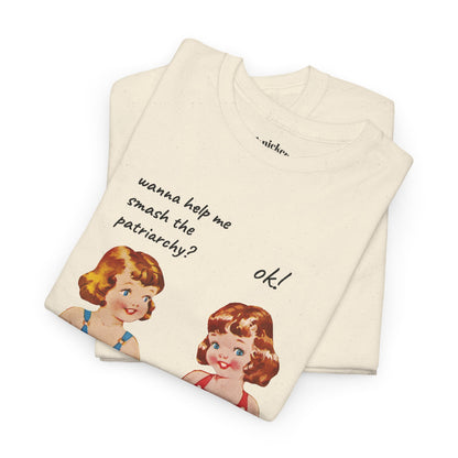 Vintage Paper Doll Retro Graphic T-Shirt - Smash the Patriarchy