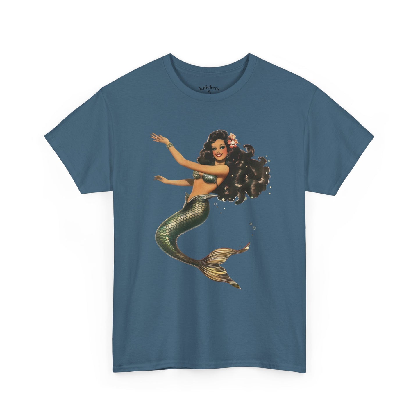 Vintage Pinup Style Graphic Mermaid Tee, All-Gender