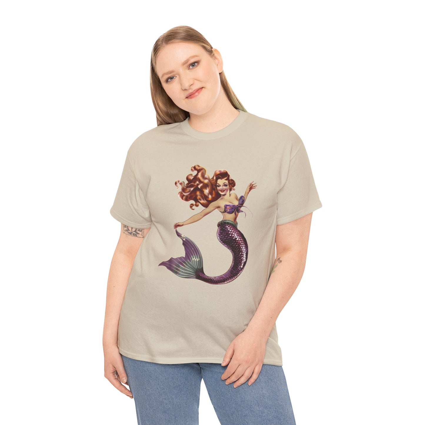Vintage Pinup Style Graphic Mermaid Tee, All-Gender