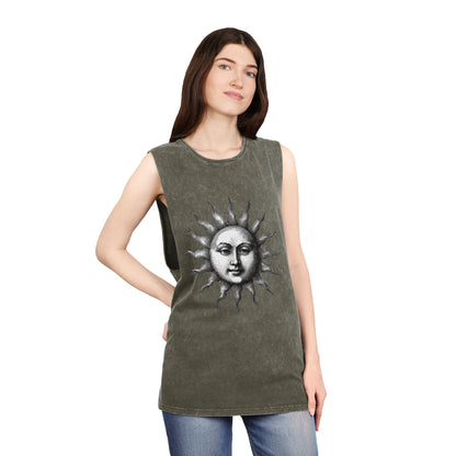Stonewash Unisex Tank Top - Vintage Sun Graphic