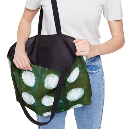 The Weekender Tote Bag - Painterly Polka Dot, Emerald and Algae