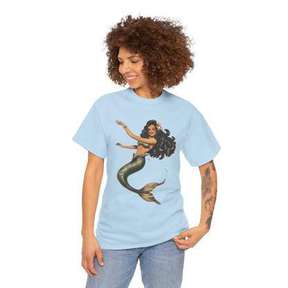 Vintage Pinup Style Graphic Mermaid Tee, All-Gender