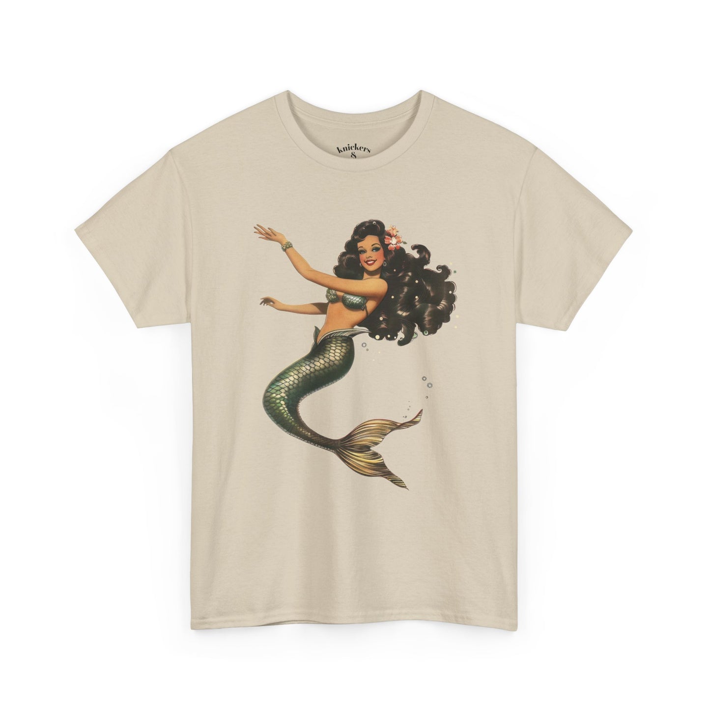 Vintage Pinup Style Graphic Mermaid Tee, All-Gender