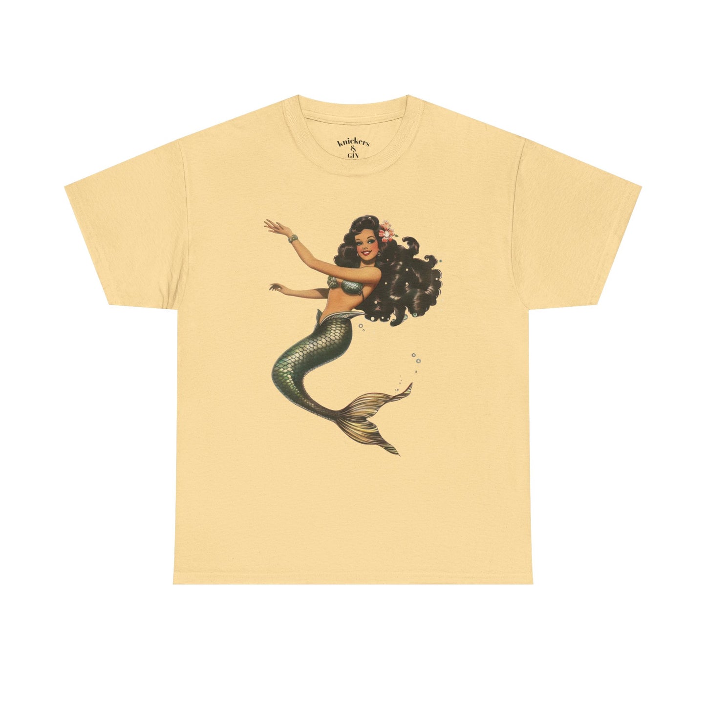 Vintage Pinup Style Graphic Mermaid Tee, All-Gender