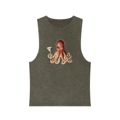 Stonewash Unisex Tank Top - Happy Hour Octopus