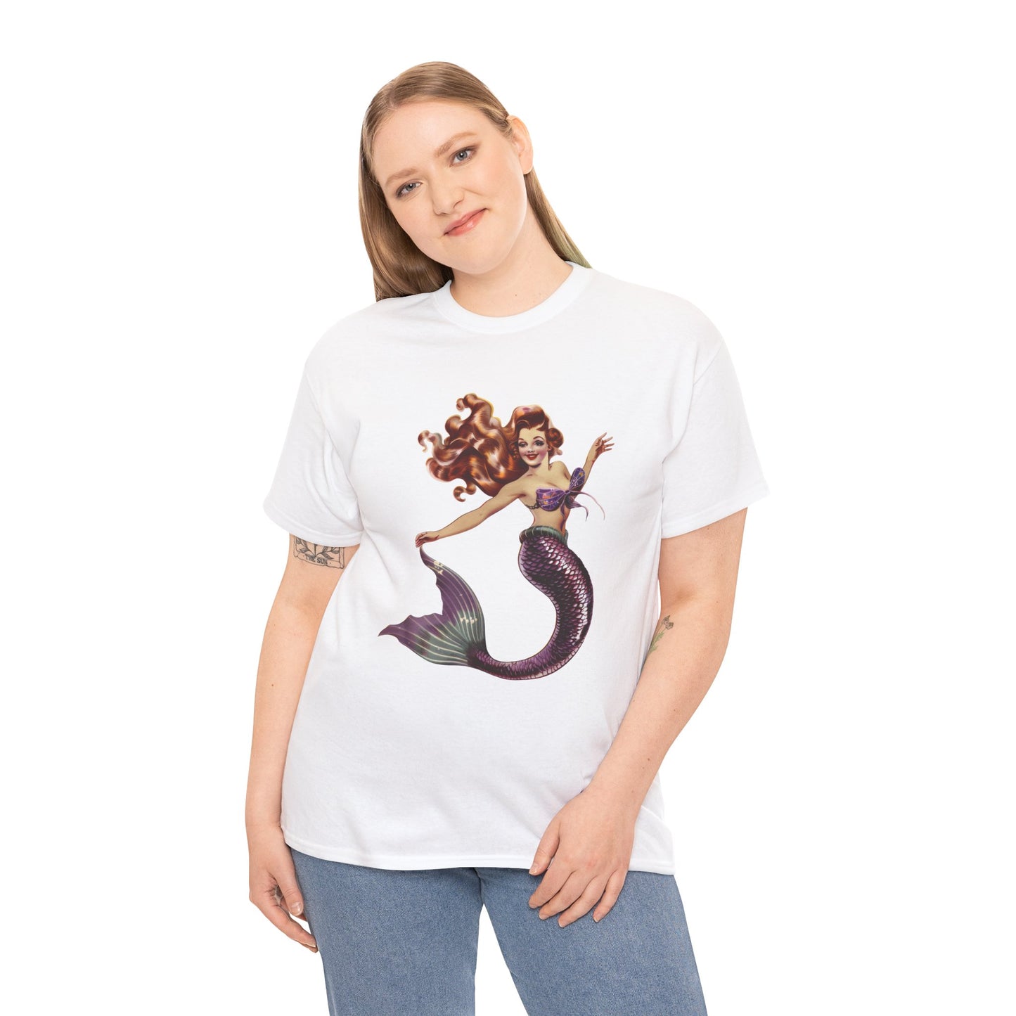 Vintage Pinup Style Graphic Mermaid Tee, All-Gender