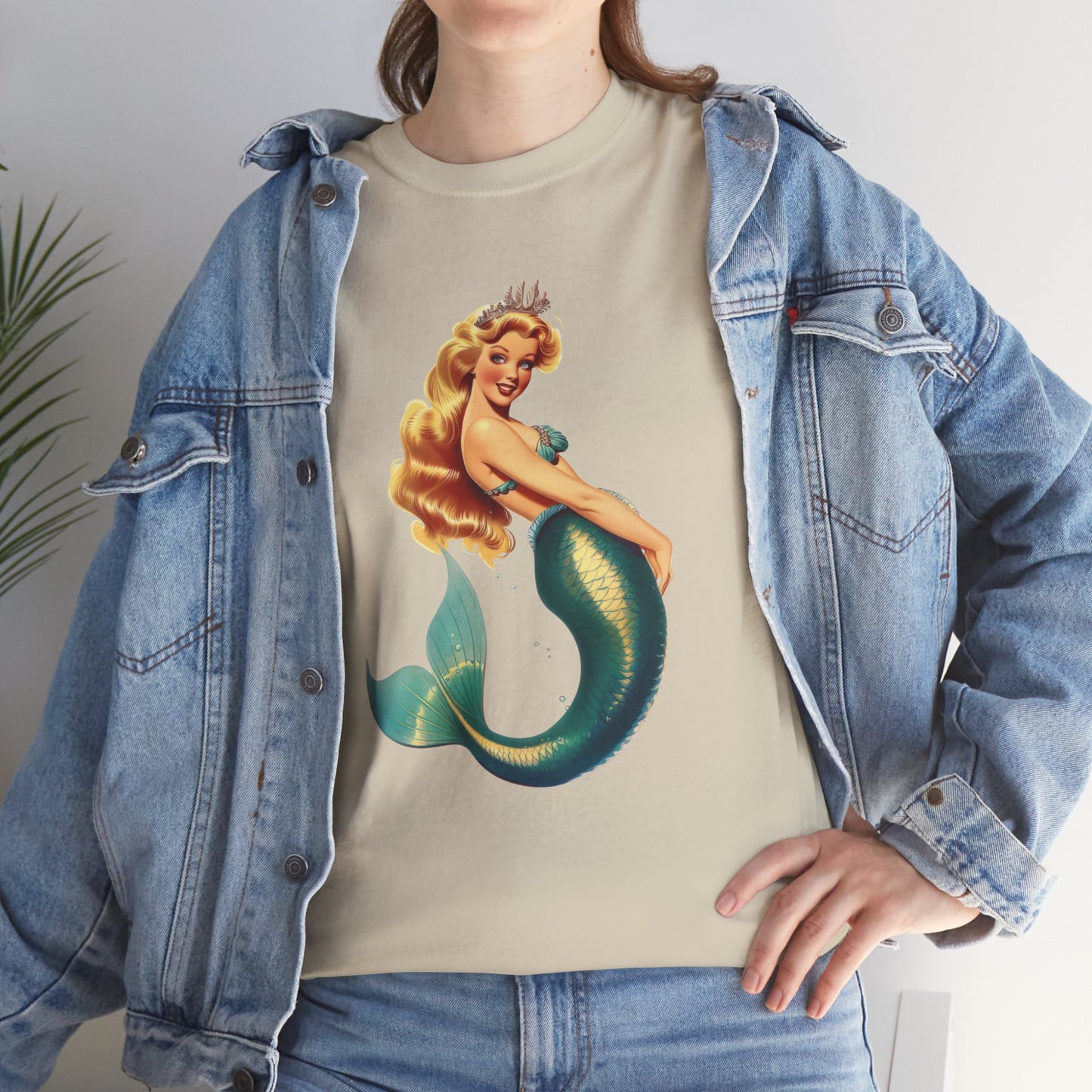 Vintage Pinup Style Graphic Mermaid Tee, All-Gender