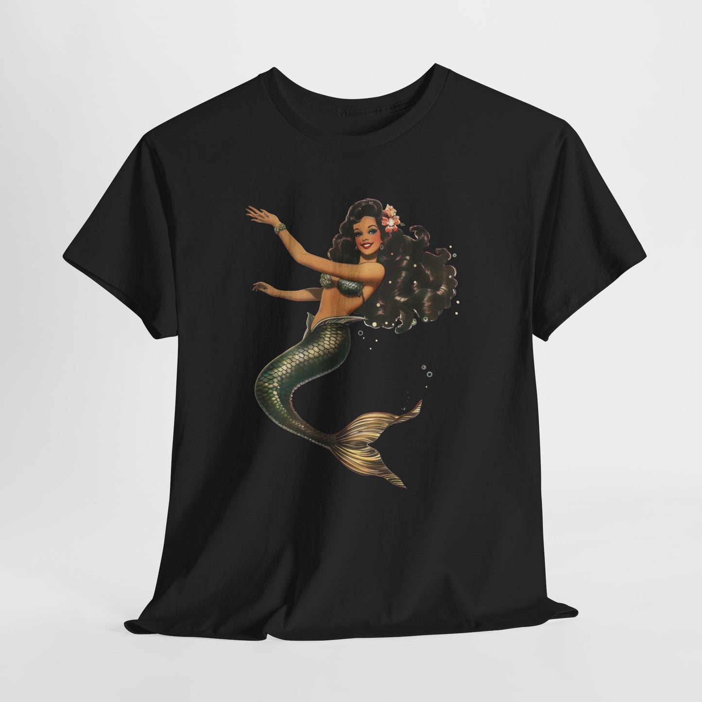 Vintage Pinup Style Graphic Mermaid Tee, All-Gender