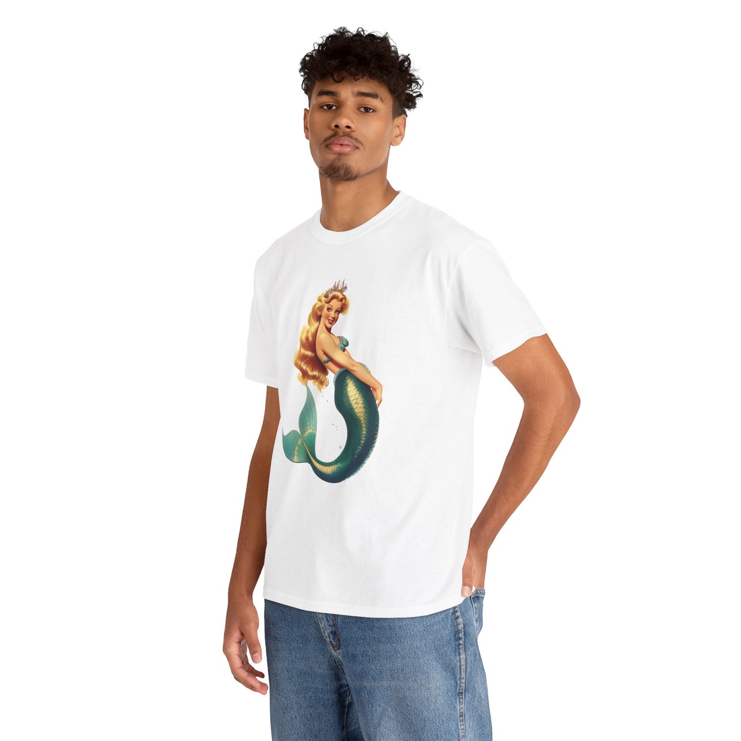 Vintage Pinup Style Graphic Mermaid Tee, All-Gender