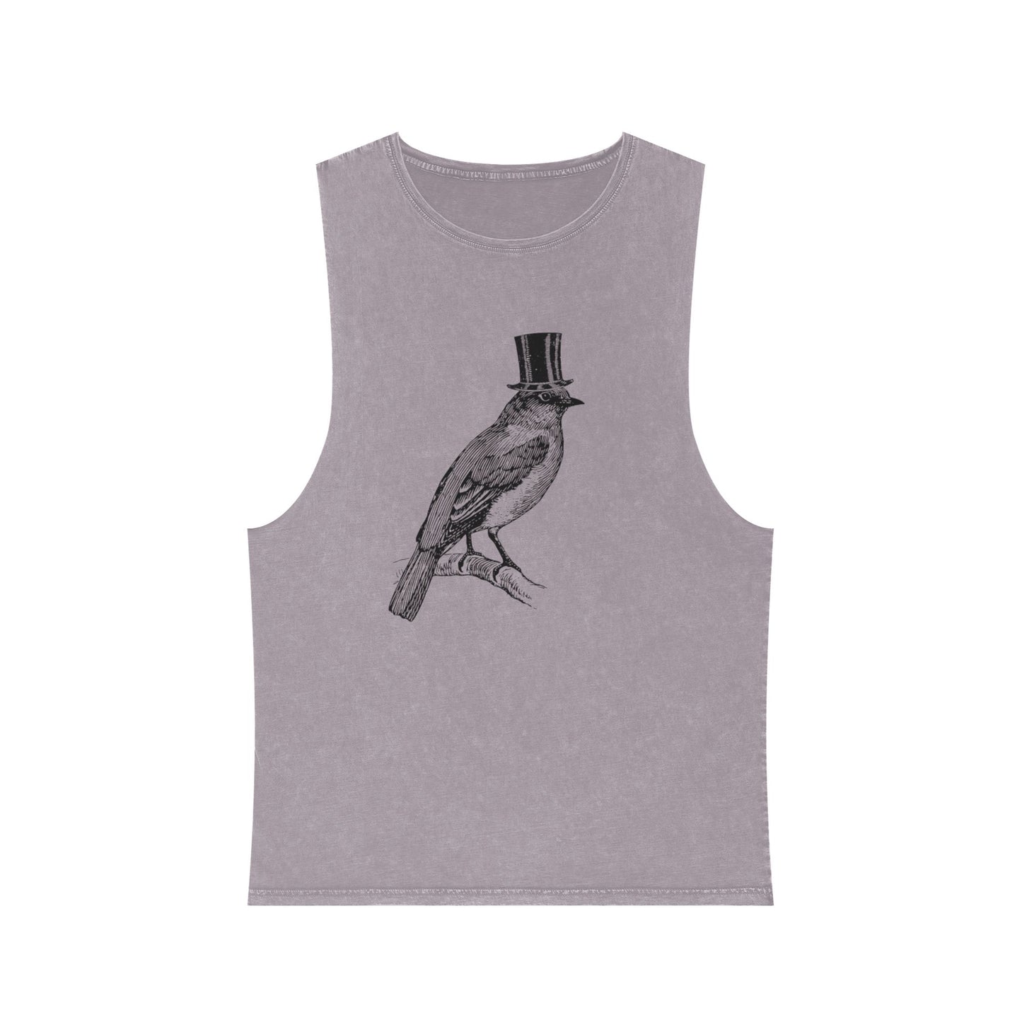 Stonewash Unisex Tank Top - Bird in Top Hat