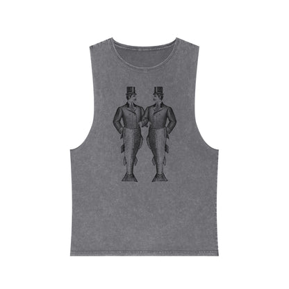 Stonewash Unisex Tank Top - Mermen Graphic