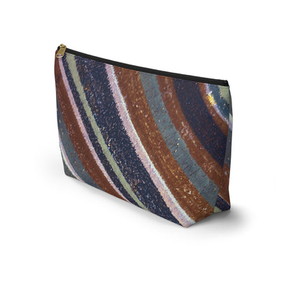 The Accessory Pouch - Rustic Stripe, Rust and Steel