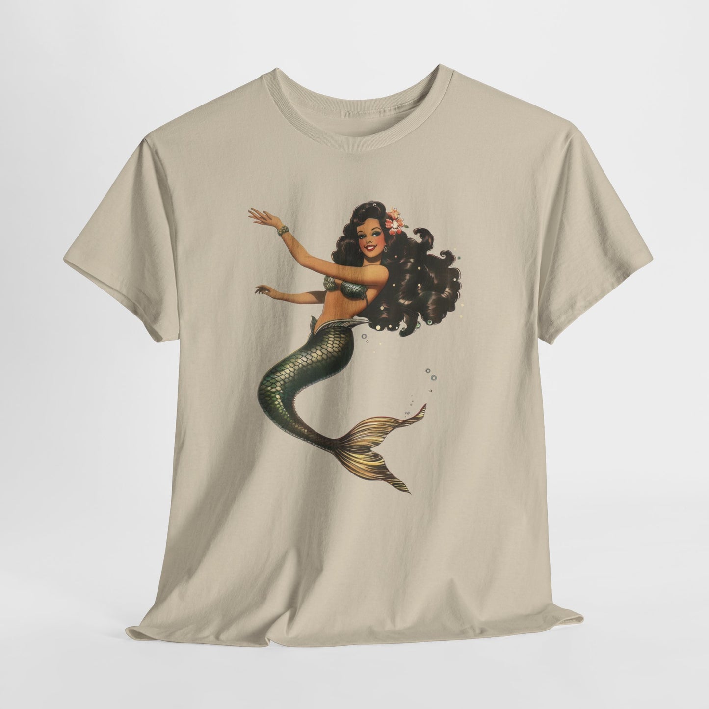 Vintage Pinup Style Graphic Mermaid Tee, All-Gender