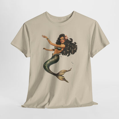 Vintage Pinup Style Graphic Mermaid Tee, All-Gender