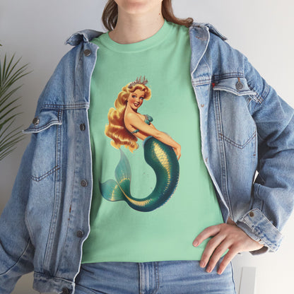 Vintage Pinup Style Graphic Mermaid Tee, All-Gender