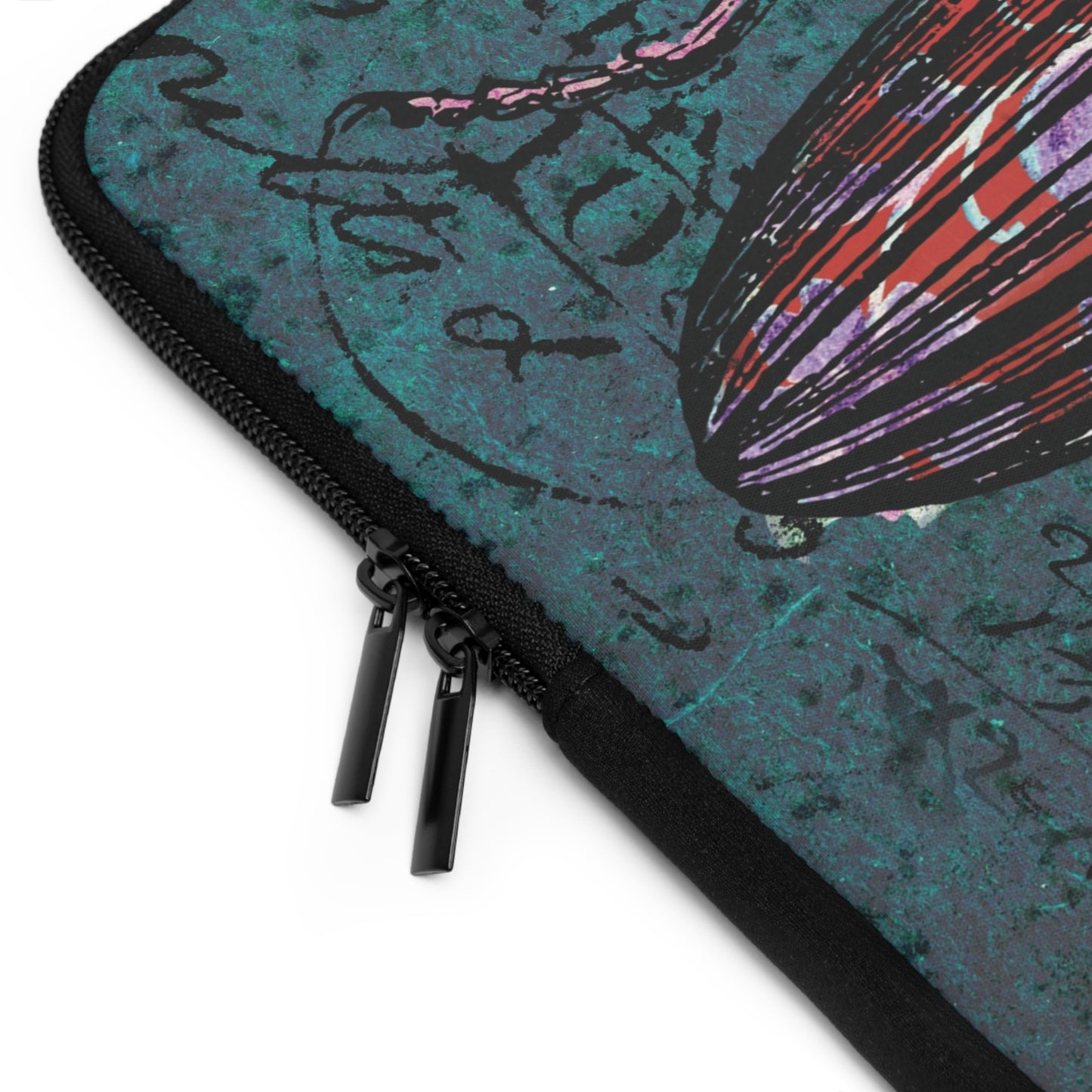 The Laptop Sleeve - Vintage Beetle Floral, Dark Turquoise
