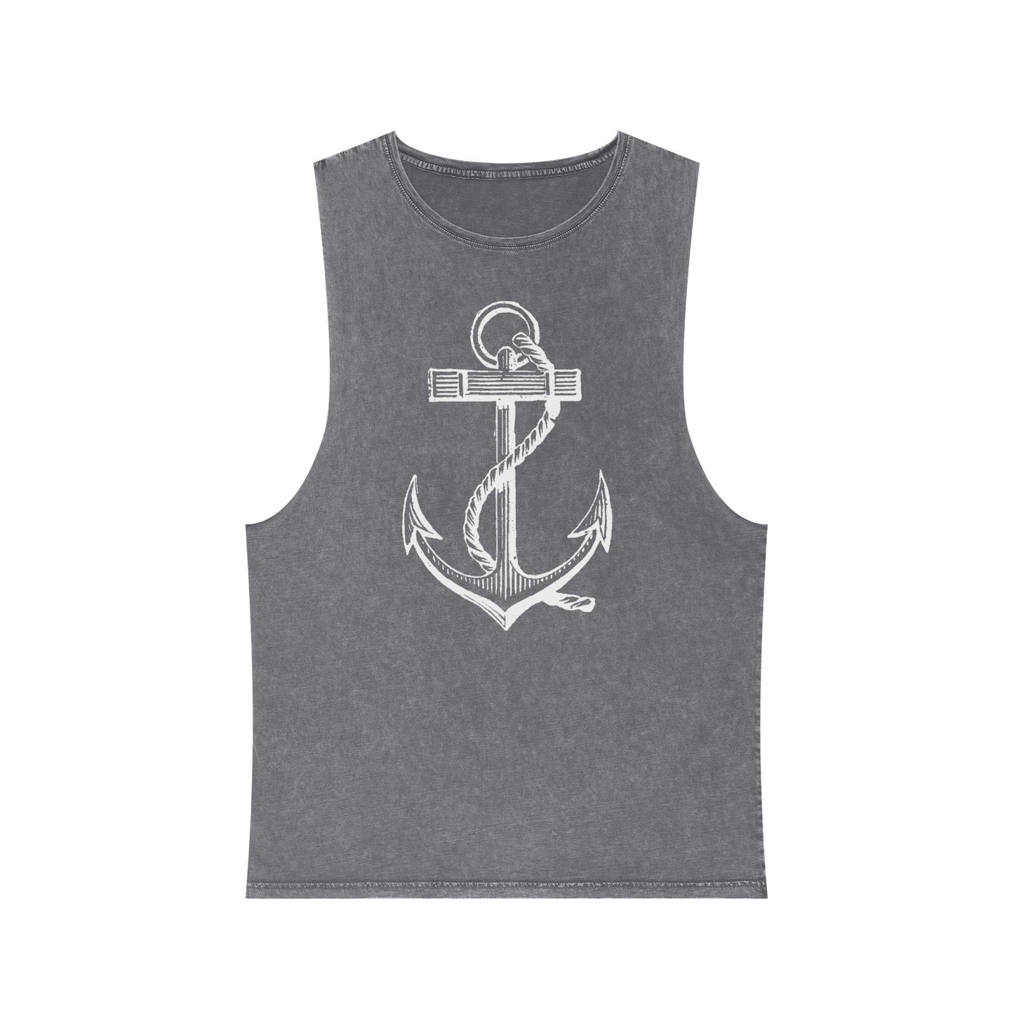 Stonewash Unisex Tank Top - Vintage Nautical Anchor Graphic