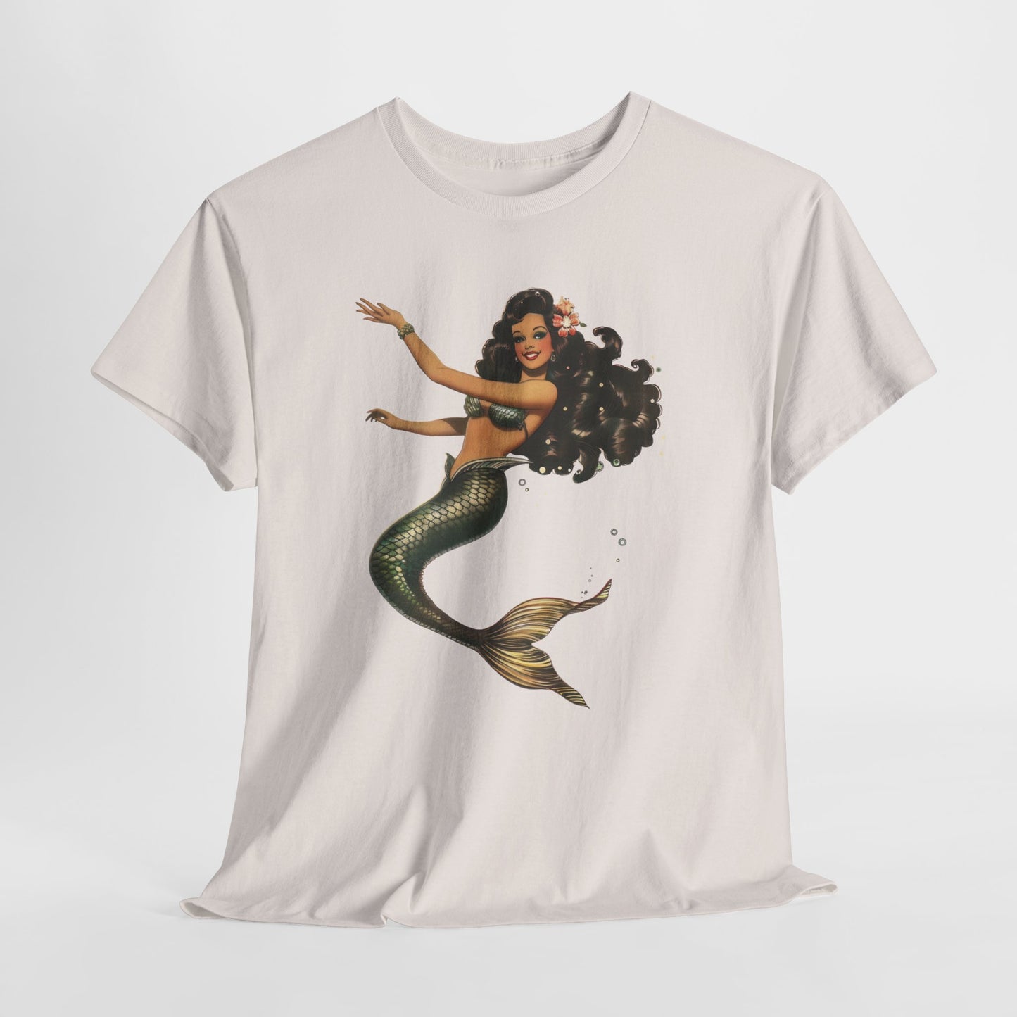 Vintage Pinup Style Graphic Mermaid Tee, All-Gender