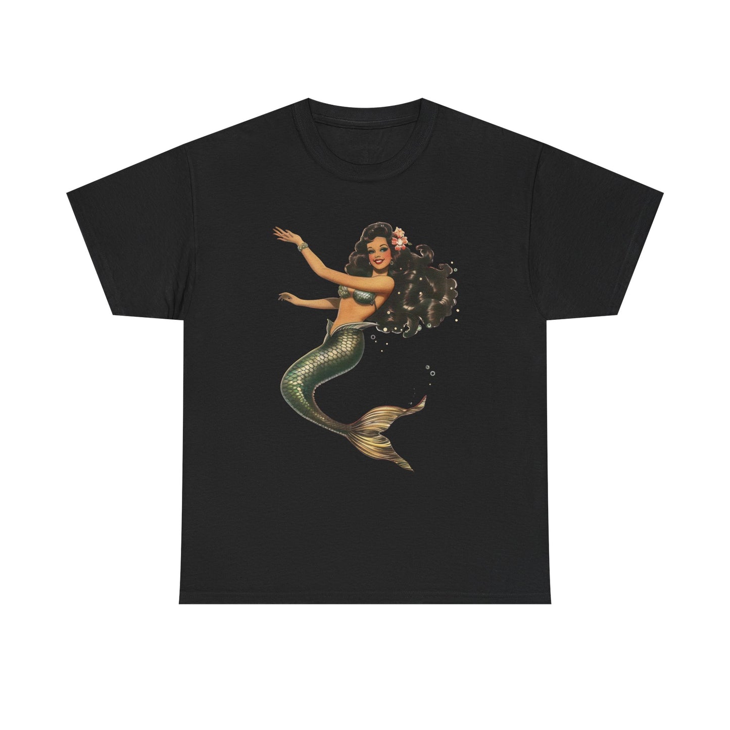 Vintage Pinup Style Graphic Mermaid Tee, All-Gender
