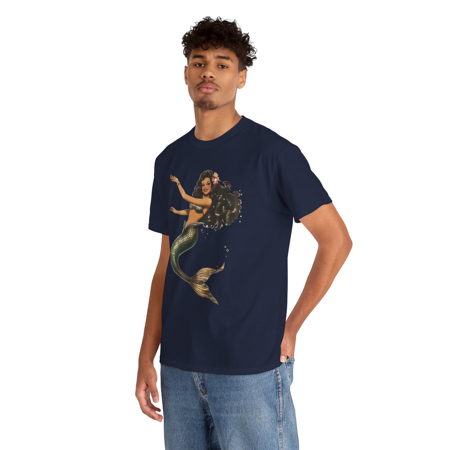 Vintage Pinup Style Graphic Mermaid Tee, All-Gender
