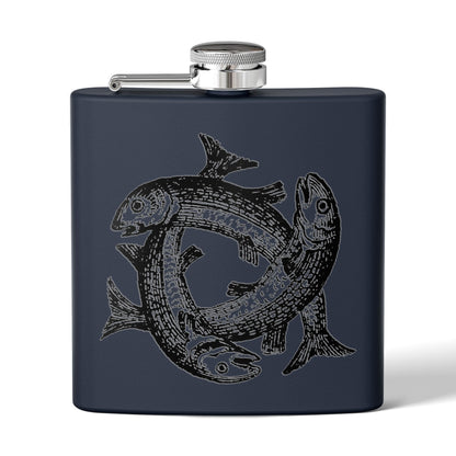 6oz Stainless Steel Flask - Three Fish Crest