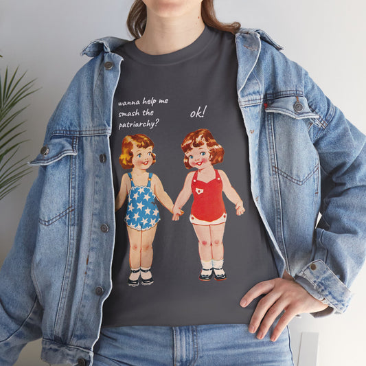 Vintage Paper Doll Retro Graphic T-Shirt - Smash the Patriarchy