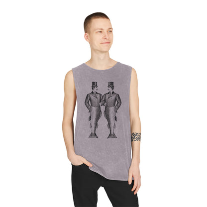 Stonewash Unisex Tank Top - Mermen Graphic